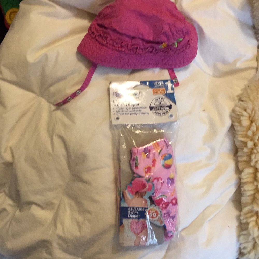 Reusable swim diaper (new) with sun hat